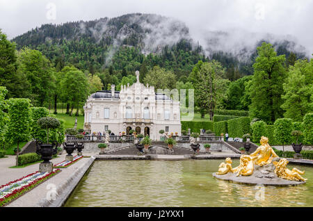 ETTAL, GERMANY - JUNE 5, 2016: Linderhof Palace is a Schloss in Germany, in southwest Bavaria. It is the smallest of the three palaces built by King L Stock Photo