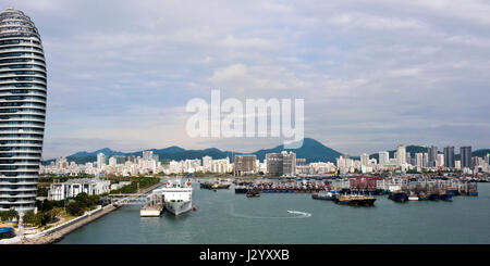 Horizontal Vertical Square view of the Phoenix Island in Sanya, Hainan Island, China. Stock Photo