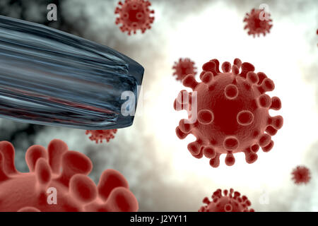 Rendering of a virus isolated in  an organism Stock Photo