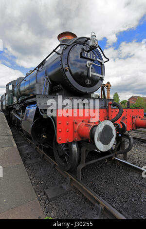 Steam locomotive No. 7812 at Kidderminster Railway Station on the Severn Valley Railway, Kidderminster, Shropshire, England, UK. Stock Photo