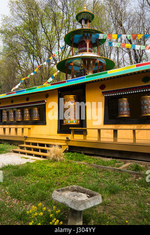 Dedicated to the people of Tibet, The Tibetan Mongolian Buddhist Cultural Center in Bloomington, Indiana, offers a peaceful setting for meditation and Stock Photo