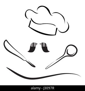 Stylized Chef with Hat Stock Vector