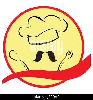 Stylized Chef with Hat and Banner Stock Vector