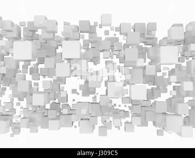 Flow of digital blue cubes isolated on white background Stock Photo - Alamy