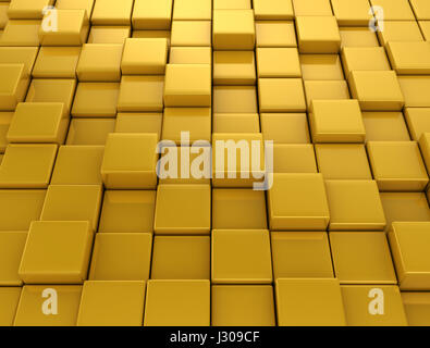 Orange Cube Blocks Wall Background. 3d Render Illustration Stock Photo