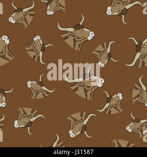 Bull Head Icon Seamless Pattern Stock Vector