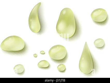 Different waterdrops in yellow color illustration Stock Vector