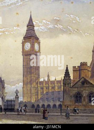 Big Ben and New Palace Yard by John Crowther 1894 Stock Photo