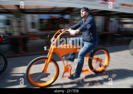 Bydgoszcz, Poland. 1st May, 2017. People are seen taking part in a specially oraganized critical mass cycling event. In Poland the first of May is an official day off and is also called labour day. In cities activities are organized centered around health and active lifestyle. Credit: Jaap Arriens/Alamy Live News Stock Photo