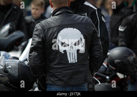 Bydgoszcz, Poland. 1st May, 2017. Several hundred motorcyclists gathered at the parking lot of the Tesco supermarket in Bydgozcz, Poland to celebrate the start of the biking season. May 1st is an official day off in Poland also known as Labour Day. Credit: Jaap Arriens/Alamy Live News Stock Photo