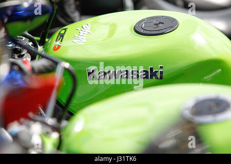 Bydgoszcz, Poland. 1st May, 2017. Several hundred motorcyclists gathered at the parking lot of the Tesco supermarket in Bydgozcz, Poland to celebrate the start of the biking season. May 1st is an official day off in Poland also known as Labour Day. Credit: Jaap Arriens/Alamy Live News Stock Photo