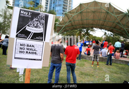 Fort Lauderdale, FL, USA. 1st May, 2017. National Day of Action for Immigrant and Worker Justice rally at Bubier Park in Ft. Lauderdale. Carline Jean/Staff Photographer Credit: Sun-Sentinel/ZUMA Wire/Alamy Live News Stock Photo