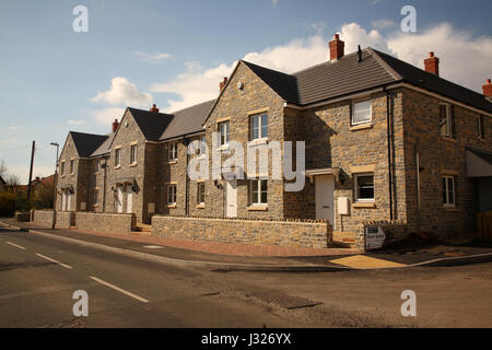 7th April 2008 - New terrace of smaller homes in the Somerset Village of Cheddar. Stock Photo