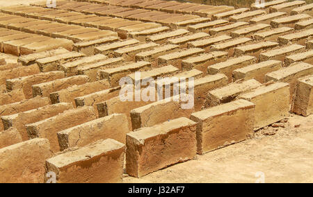 handmade bricks from clay and dry in the sun for build houses, houses ...