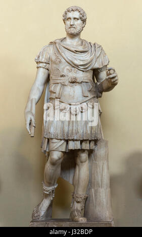 Statue of the Roman Emperor Antoninus Pius outside of the reconstructed ...