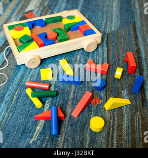 Geometrical and building wooden toys for children for didactic and educational purpose Stock Photo