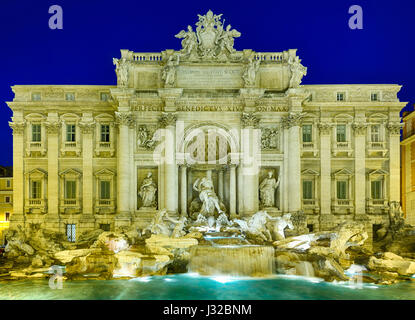 Trevi fountain in Rome, Italy, floodlit at night Stock Photo