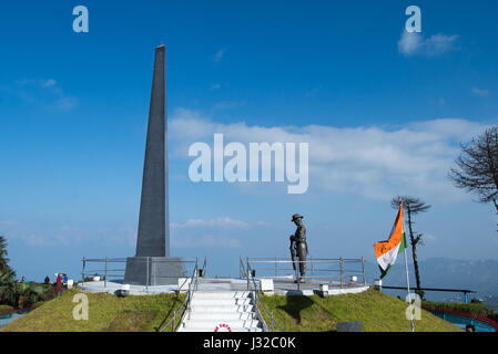 DARJEELING, INDIA – NOVEMBER 27, 2016: War memorial at the center of the Batasia Loop garden with Mt. Kanchenjunga in the background. This is a memori Stock Photo