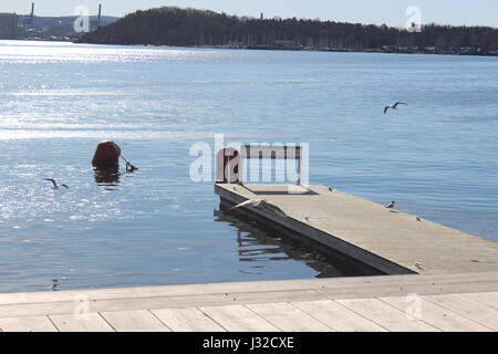 spring day on Aker Brygge in Oslo, Norway Stock Photo