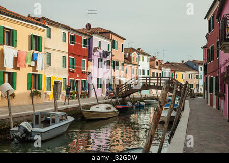 Spring afternoon on Burano island in Venice. Stock Photo