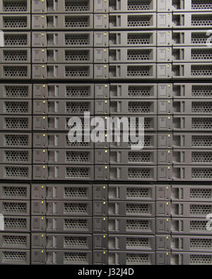 A Bunch of Disk Drives in a Storage Array in a Data Center Stock Photo