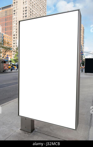 An empty white billboard in New York city Stock Photo