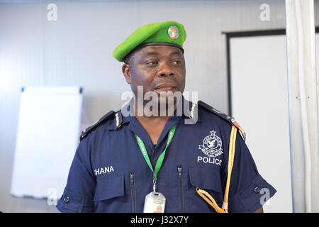 AMISOM Police Training Coordinator, Assistant Commissioner of Police (ACP) Francis Ayitey Aryee at the closing of training for newly deployed police officers serving under the African Union Mission in Somalia (AMISOM) in Mogadishu, Somalia on 24/03/2017. AMISOM Photo/Allan Atulinda Stock Photo