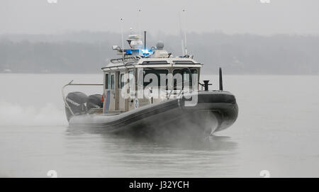 Marine interdiction agents with U.S. Customs and Border Protection, Air and Marine Operations monitor and secure the waterways around the Washington, D.C., area January 17, 2017, ahead of the inauguration of the 45th President, Donald J. Trump set for Friday, January 19, 2017 . U.S. Customs and Border Protection Photo by Glenn Fawcett Stock Photo