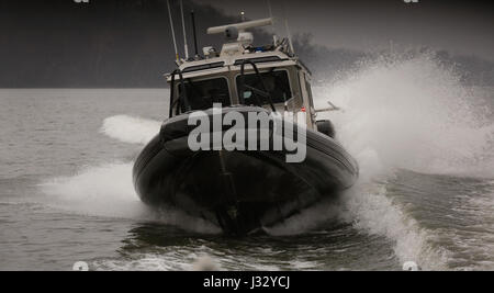 Marine interdiction agents with U.S. Customs and Border Protection, Air and Marine Operations monitor and secure the waterways around the Washington, D.C., area January 17, 2017, ahead of the inauguration of the 45th President, Donald J. Trump set for Friday, January 19, 2017 . U.S. Customs and Border Protection Photo by Glenn Fawcett Stock Photo