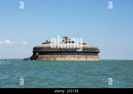 Horse sand fort in the Solent between Portsmouth and the Isle of Wight. Built to defend the city from attack by sea. Stock Photo