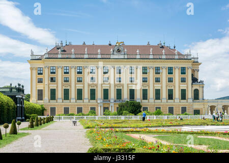 VIENNA, AUSTRIA, JULY 4,2016: Gardens from Schonbrunn Palace, a former imperial summer residence of Habsburg monarchs located in Vienna, Austria Stock Photo