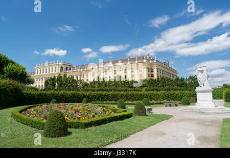 VIENNA, AUSTRIA, JULY 4,2016: Gardens from Schonbrunn Palace, a former imperial summer residence of Habsburg monarchs located in Vienna, Austria Stock Photo