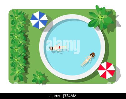 Top view of the swimming pool Stock Vector