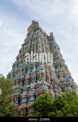 Illustrative image. Pondicherry, Tamil Nadu, India - April 14, 2014 Part of indian temple colorful Stock Photo