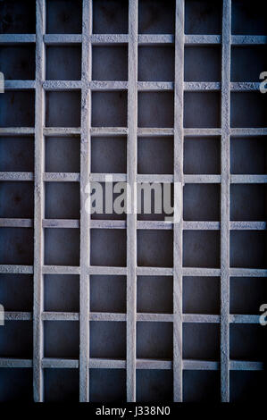wooden grid with empty spaces Stock Photo