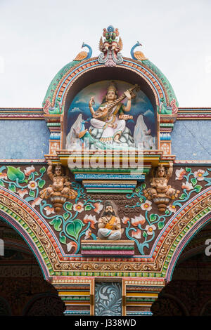 Illustrative image. Pondicherry, Tamil Nadu, India - April 14, 2014 Part of indian temple colorful Stock Photo