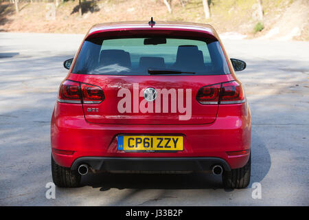 Volkswagen Golf GTI Mk6  being driven at Longcross Testing Circuit, Chobham Race Track, Surrey, England. Stock Photo