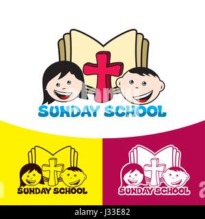 Logo Sunday school. Christian symbols. The Church of Jesus Christ. Stock Vector