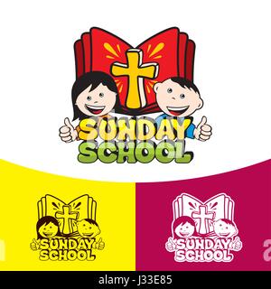 Logo Sunday school. Christian symbols. The Church of Jesus Christ. Stock Vector