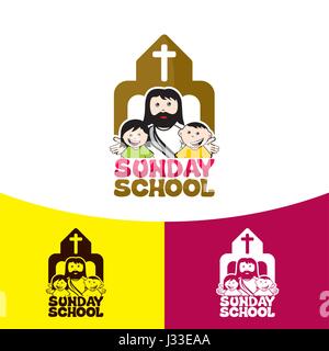 Logo Sunday school. Christian symbols. The Church of Jesus Christ. Stock Vector