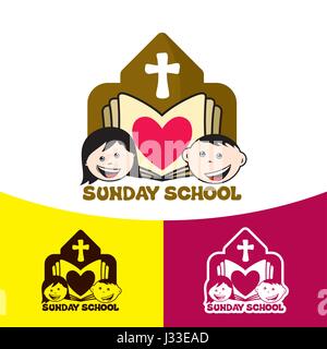 Logo Sunday school. Christian symbols. The Church of Jesus Christ. Stock Vector