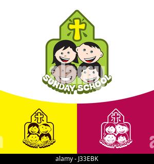 Logo Sunday school. Christian symbols. The Church of Jesus Christ. Stock Vector