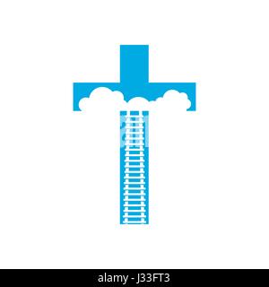 The road to heaven only through the cross of Jesus Christ. Stairway to Heaven. Stock Vector