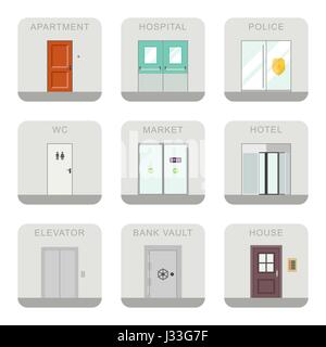 Set of doors icons. Stock Vector