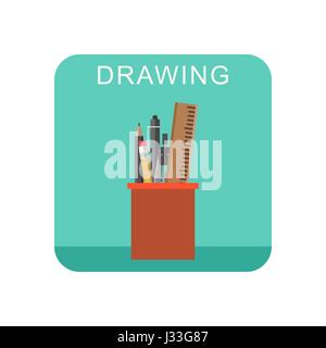 Drawing flat icon. Stock Vector