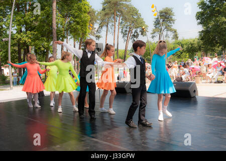 Jozefow, Poland - May 30, 2015: Pairs of young people during a dance show Stock Photo
