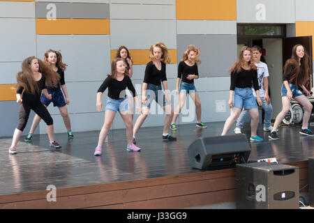Jozefow, Poland - May 30, 2015: Young people during a modern dance show Stock Photo