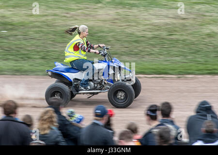 Peterborough show ground  30 April th 2016: History channel's Lisa Ice road trucker Lisa Kelly an American trucker who is featured on the History channel reality television series Ice Road Truckers and its spinoff series Deadliest Roads, swaps her 18 wheel lorry for 4 wheels at truck show ©Clifford Norton/Alamy Live Stock Photo