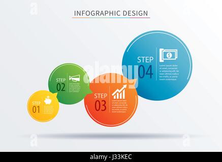 infographics circle number 4 step template. Vector illustration background. Can be used for workflow layout, diagram, data, business options, banner,  Stock Vector