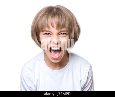 Little girl in white t-shirt Stock Photo